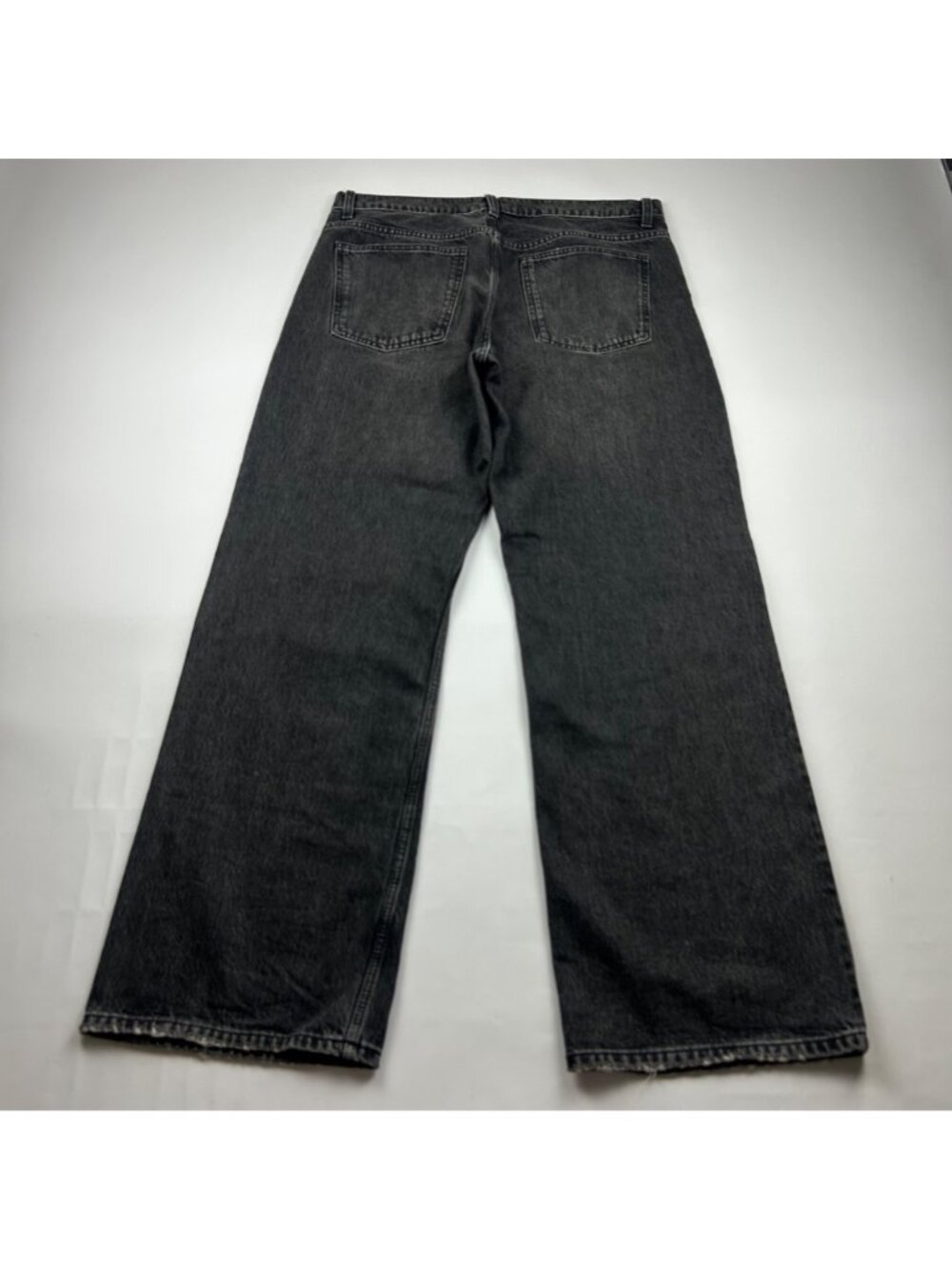 LONG Zara Washed Black Denim High Rise Wide Leg Jeans 10 - Picture 4 of 6